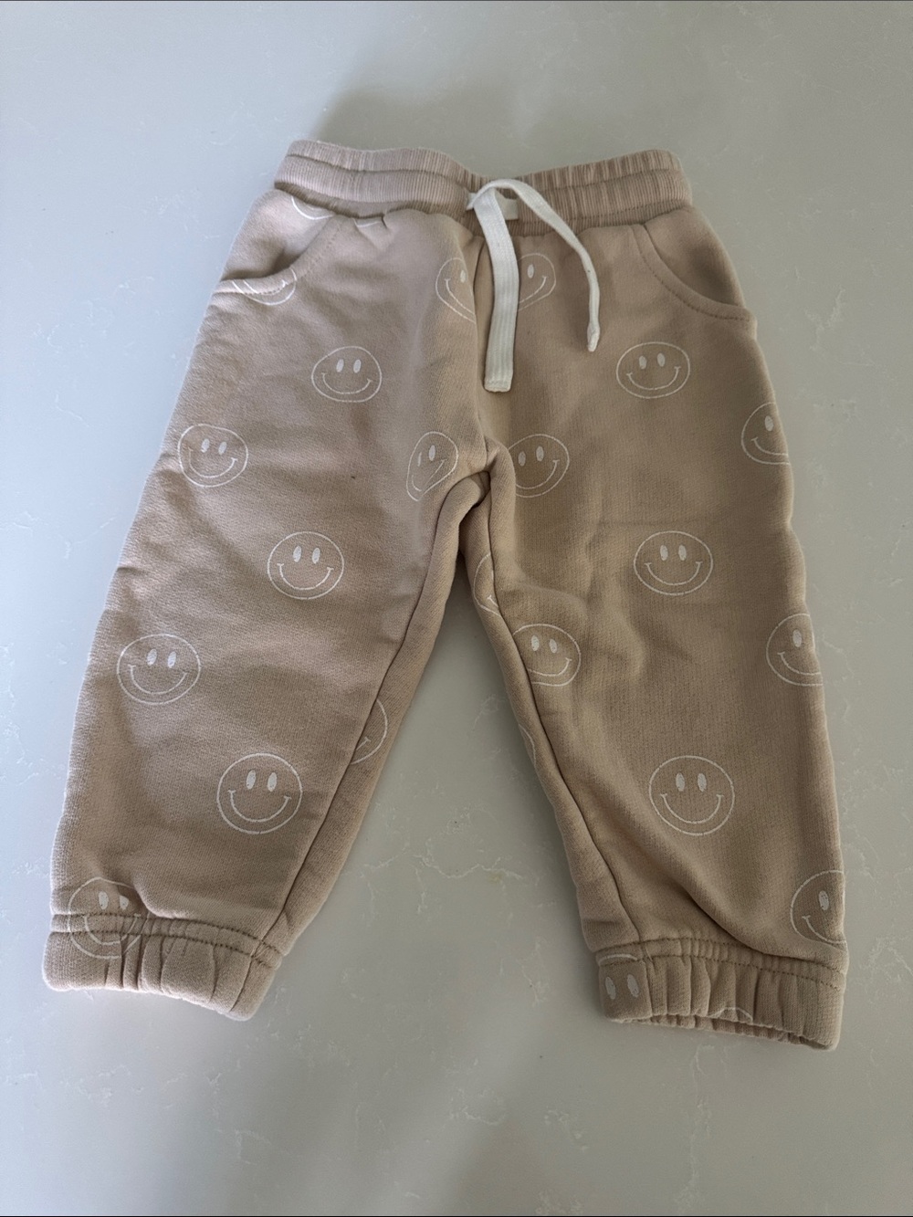 Little Bipsy Beige Smiley Jogger Pants